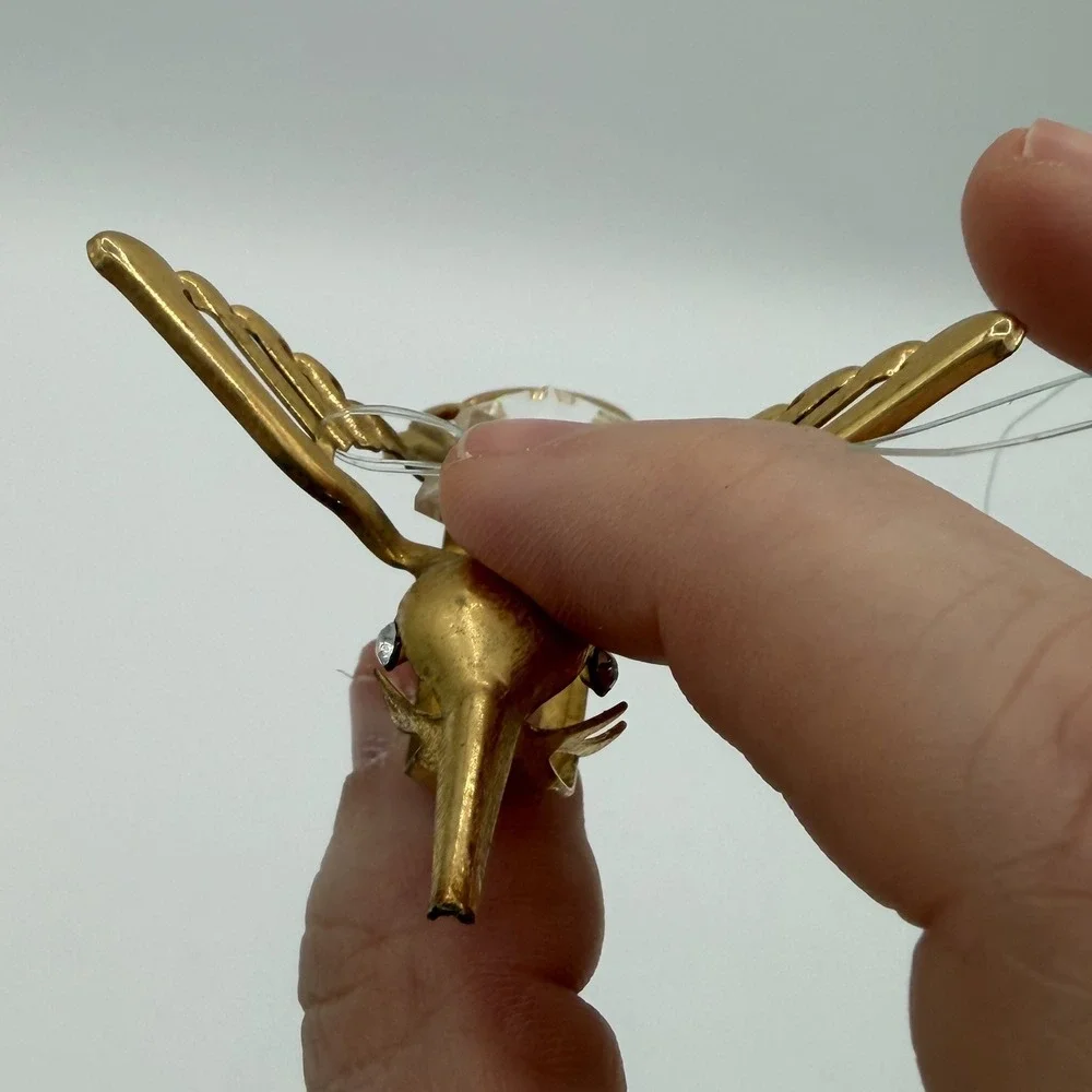 Vintage 24k Gold Plated Crystal Hummingbird‎ Ornament Figurine
